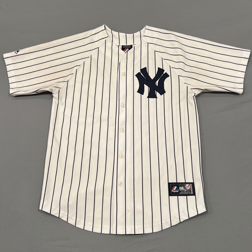 Majestic New York Yankees Mark Teixeira 25 Pinstripe Baseball Jersey Mens Medium